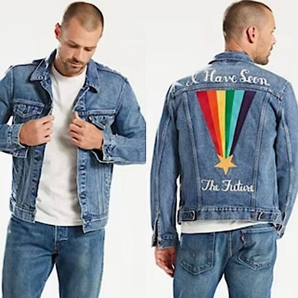 Levi's Jean Jacket Pride Rainbow Size M • LIMITED EDITION • Matthew Shepard • - Picture 2 of 10
